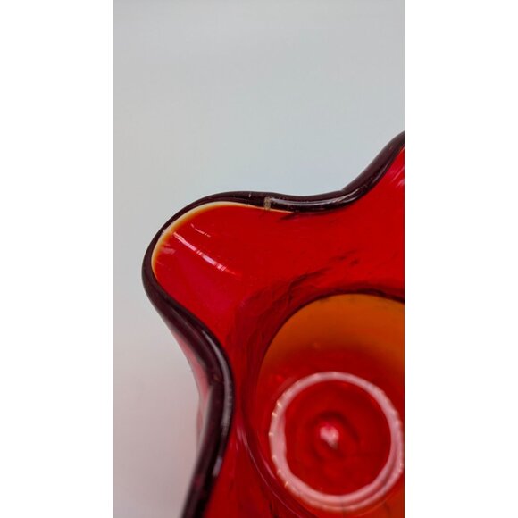 Rainbow Glass Hand Blown Amberina Creamer Pitcher Crackle Vintage Collectible - Picture 11 of 16